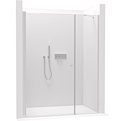 CERANO - Sprchové krídlové dvere Antelo s pevnou časťou L/P - 6 mm - chróm, transparentné sklo - 130(90+40)x190 (CER-435845)