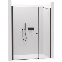 CERANO - Sprchové krídlové dvere Antelo s pevnou časťou L/P - 6 mm - čierna matná, transparentné sklo - 130(90+40)x190 (CER-435809)