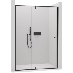 CERANO - Sprchové pivotové dvere Santini Ľ/P - 6 mm - čierna matná, transparentné sklo - 120x195 (CER-428773)