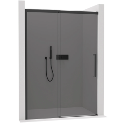 CERANO - Sprchové posuvné dvere Lantono Ľ/P - 8 mm - Soft-Close - čierna matná, grafitové sklo - 160x195 (CER-8050BD7241)
