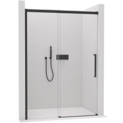 CERANO - Sprchové posuvné dvere Lantono L/P - 8 mm - Soft-Close - čierna matná, transparentné sklo - 140x195 (CER-432052)