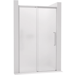 CERANO - Sprchové posuvné dvere Lantono - ľavá - 8 mm - Soft-Close - chróm, mliečne sklo - 160x195 (CER-661996)
