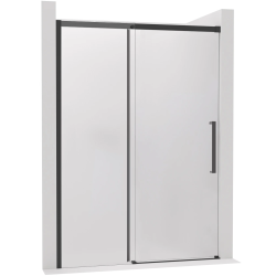 CERANO - Sprchové posuvné dvere Lantono - ľavá - 8 mm - Soft-Close - čierna matná, mliečne sklo - 110x195 (CER-662611)