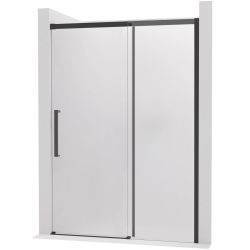 CERANO - Sprchové posuvné dvere Lantono - pravá - 8 mm - Soft-Close - čierna matná, mliečne sklo - 130x195 (CER-663160)