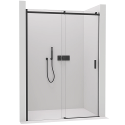 CERANO - Sprchové posuvné dvere Santoro Ľ/P - 6 mm - čierna matná, transparentné sklo - 100x195 (CER-429730)
