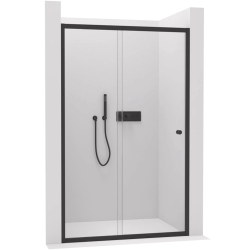 CERANO - Sprchové posuvné dvere Varone POINT Ľ/P - 6 mm - čierna matná, transparentné sklo - 130x195 (CER-DY505B-130-195)