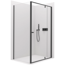 CERANO - Sprchový kout Santini L/P - 6 mm - černá matná, transparentní sklo - 100x100x195  - pivotový (CER-428962)