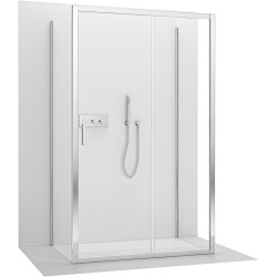 CERANO - Trojstenný sprchovací kút Varone LINE UL/P - 6 mm - chróm, transparentné sklo - 110x80x195 - posuvný (CER-DY505-90135)