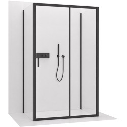 CERANO - Trojstenný sprchovací kút Varone LINE UL/P - 6 mm - čierna matná, transparentné sklo - 90x70x195 - posuvný (CER-DY505B-9097)