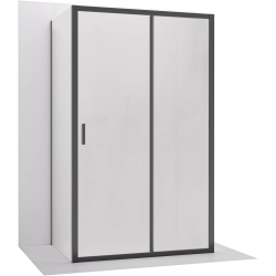 CERANO - Trostenný sprchovací kút Varone LINE UL/P - 6 mm - čierna matná, mliečne sklo - 90x70 - posuvný (CER-DY505-9109)