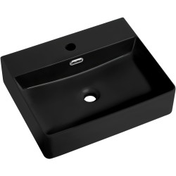 CERANO - Umývadlo keramické - nástenné aj na dosku - Peno - čierna matná - 50x42 (CER-665631)