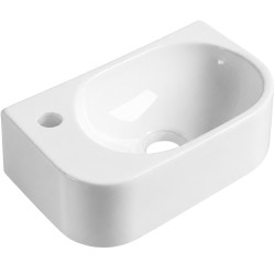 CERANO - Umývadlo keramické Nela - závesné ľavé - biela lesklá - 40x21,5 (CER-680372)