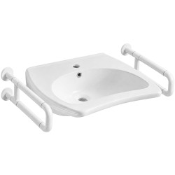 CERANO - Umývadlo keramické pre handicapovaných Tina - nástenná - biela lesklá - 60,5x53 (CER-680369)