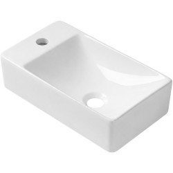 CERANO - Umývadlo keramické Sima - závesné ľavé - biela lesklá - 37,2x21,2 (CER-680376)