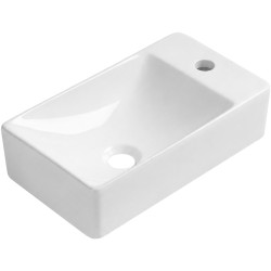 CERANO - Umývadlo keramické Sima - závesné pravé - biela lesklá - 37,2x21,2 (CER-680377)