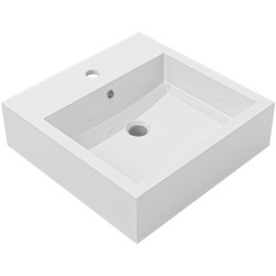 CERANO - Umývadlo z liateho mramoru Esme - s prepadom - biela lesklá - 45x45 (CER-679471)