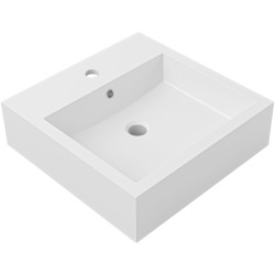 CERANO - Umývadlo z liateho mramoru Esme - s prepadom - biela matná - 45x45 (CER-679469)