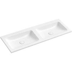 CERANO - Umývadlo z liateho mramoru Ovo - bez prepadu - biela matná - 161x46,5 (CER-813422)