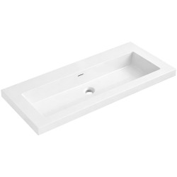 CERANO - Umývadlo z liateho mramoru Ovo - s prepadom - biela lesklá - 100,5x46,5 (CER-8050BD7623)