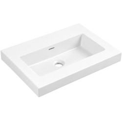 CERANO - Umývadlo z liateho mramoru Ovo - s prepadom - biela lesklá - 50,5x46,5 (CER-670777)