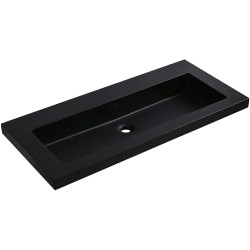 CERANO - Umývadlo z liateho mramoru Ovo - s prepadom - čierna matná - 100,5x46,5 (CER-667820)