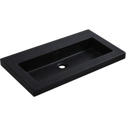 CERANO - Umývadlo z liateho mramoru Ovo - s prepadom - čierna matná - 70,5x46,5 (CER-667826)