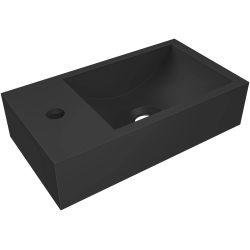 CERANO - Umývadlo z liateho mramoru Teo - závesné ľavé - čierna matná - 40x22 (CER-482704)