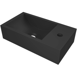 CERANO - Umývadlo z liateho mramoru Teo - závesné pravé - čierna matná - 40x22 (CER-482707)