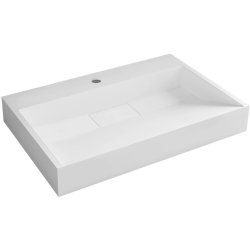 CERANO - Umývadlo z liateho mramoru Vita - nástenné aj na dosku - otvor pre batériu - biela lesklá - 60x37 (CER-479863)