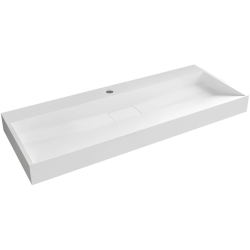CERANO - Umývadlo z liateho mramoru Vita - nástenné aj na dosku - otvor pre batériu - biela matná - 100x46 (CER-8050BD6940)