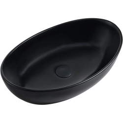CERANO - Umyvadlo z litého mramoru Luna - na desku - černá matná - 52,8x30,9  (CER-WB19B)