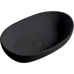 CERANO - Umyvadlo z litého mramoru Persea - na desku - černá matná - 50x32  (CER-WB23B)