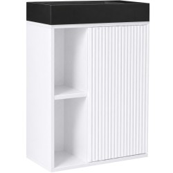 CERANO - Umývadlová skrinka pre WC Sofia - biela matná + umývadlo z liateho mramoru Sofia - čierna matná - 50x70x25 (CER-455058)