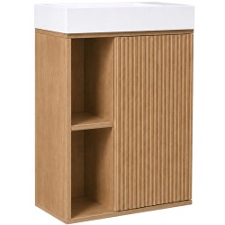 CERANO - Umývadlová skrinka pre WC Sofia - dub medový + umývadlo z liateho mramoru Sofia - biela lesklá - 50x70x25 (CER-365571)