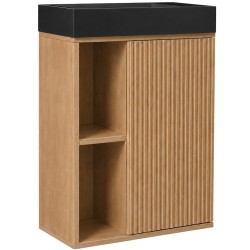 CERANO - Umývadlová skrinka pre WC Sofia - dub medový + umývadlo z liateho mramoru Sofia - čierna matná - 50x70x25 (CER-339319)