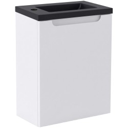 CERANO - Umývadlová skrinka pre WC Sora - biela matná + umývadlo z lit. mramoru - čierna matná - 40x57,5x22 (CER-999992)