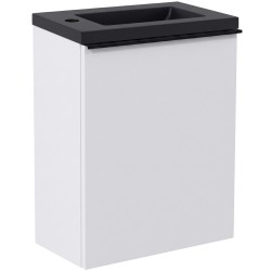 CERANO - Umývadlová skrinka pre WC Zola - biela matná + umývadlo z lit. mramoru - čierna matná - 40x55x23,5 (CER-999995)