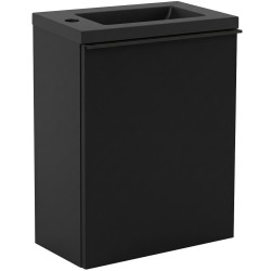 CERANO - Umývadlová skrinka pre WC Zola - čierna matná + umývadlo z lit. mramoru - čierna matná - 40x55x23,5 (CER-999996)