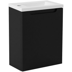 CERANO - Umyvadlová skříňka pro WC Sora - černá matná + umyvadlo z lit. mramoru - bílá lesklá - 40x57,5x22  (CER-8060BD8)