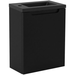 CERANO - Umyvadlová skříňka pro WC Sora - černá matná + umyvadlo z lit. mramoru - černá matná - 40x57,5x22  (CER-999993)