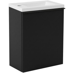 CERANO - Umyvadlová skříňka pro WC Zola - černá matná + umyvadlo z lit. mramoru -  bílá lesklá - 40x55x23,5  (CER-8060BD11)