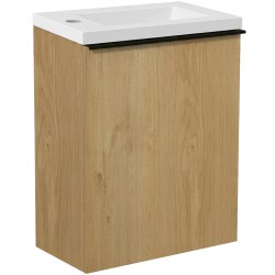 CERANO - Umyvadlová skříňka pro WC Zola - dub medový  + umyvadlo z lit. mramoru -  bílá matná - 40x55x23,5  (CER-999987)