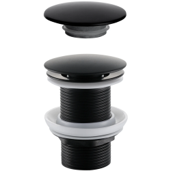 CERANO - Umývadlový výpust - 5/4“ click-clack bez prepadu + kryt z liateho mramoru - nerez - 10/60mm - čierna matná (CER-431746)