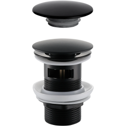 CERANO - Umývadlový výpust - 5/4“ click-clack s prepadom + kryt z liateho mramoru - nerez - 25/60mm - čierna matná (CER-431749)