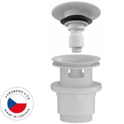 CERANO - Umývadlový výpust - 5/4“ click-clack s prepadom - neuzatvárateľný - plast - 35/50mm - biely matný (CER-978791)