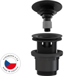 CERANO - Umývadlový výpust - 5/4“ click-clack s prepadom - neuzatvárateľný - plast - 35/50mm - čierna matná (CER-978792)