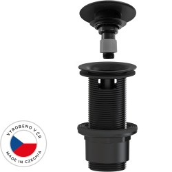 CERANO - Umývadlový výpust - 5/4“ click-clack s prepadom - neuzatvárateľný - plast - 67/82mm - čierna matná (CER-978796)