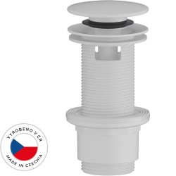 CERANO - Umývadlový výpust - 5/4“ click-clack s prepadom - plast - 67/82mm - biely matný (CER-676606)