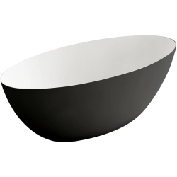 CERANO - Vaňa z liateho mramoru Emilia - voľne stojaca - čierna matná/biela matná - 180x85x55 (CER-428548)