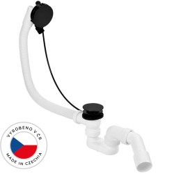 CERANO - Vaňová súprava ovládaná bovdenom s napúšťaním - SLIM - sifón DN40/50 - zátka 72mm - čierna - 61 (CER-199440)